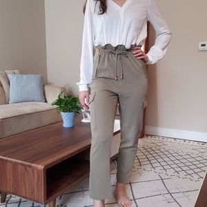 Navy green high-wasted trousers